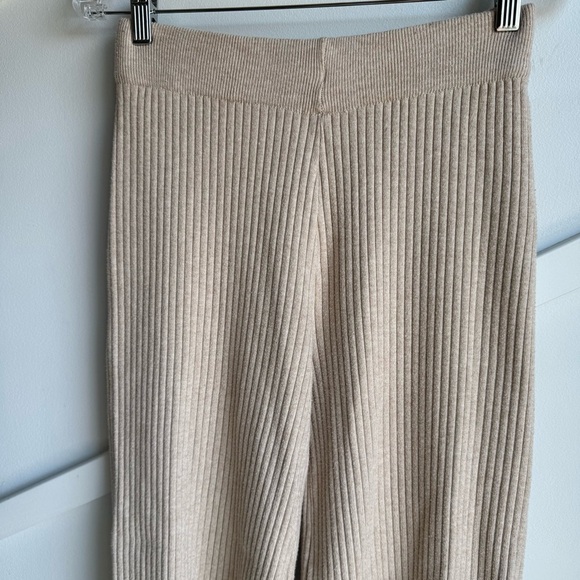 Shein High Waist Flare Leg Khaki Knit Pants Beige Ribbed size S - Picture 9 of 10